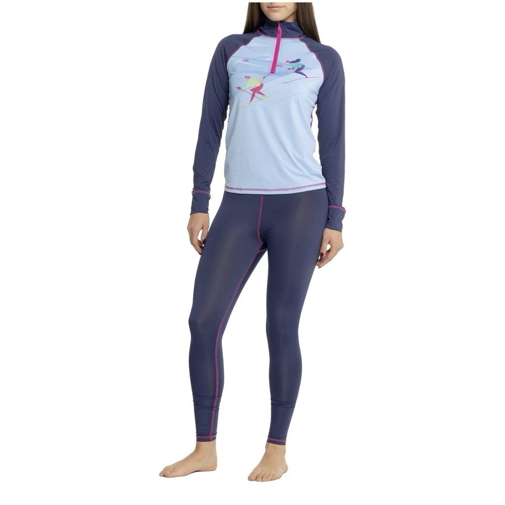 BORN Outdoor 2 PC Base Layer Set Leggings & 1/4 Zip Shirt Ski Womens LARGE NEW